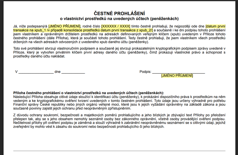 Čestné prohlášení Čestné prohlášení